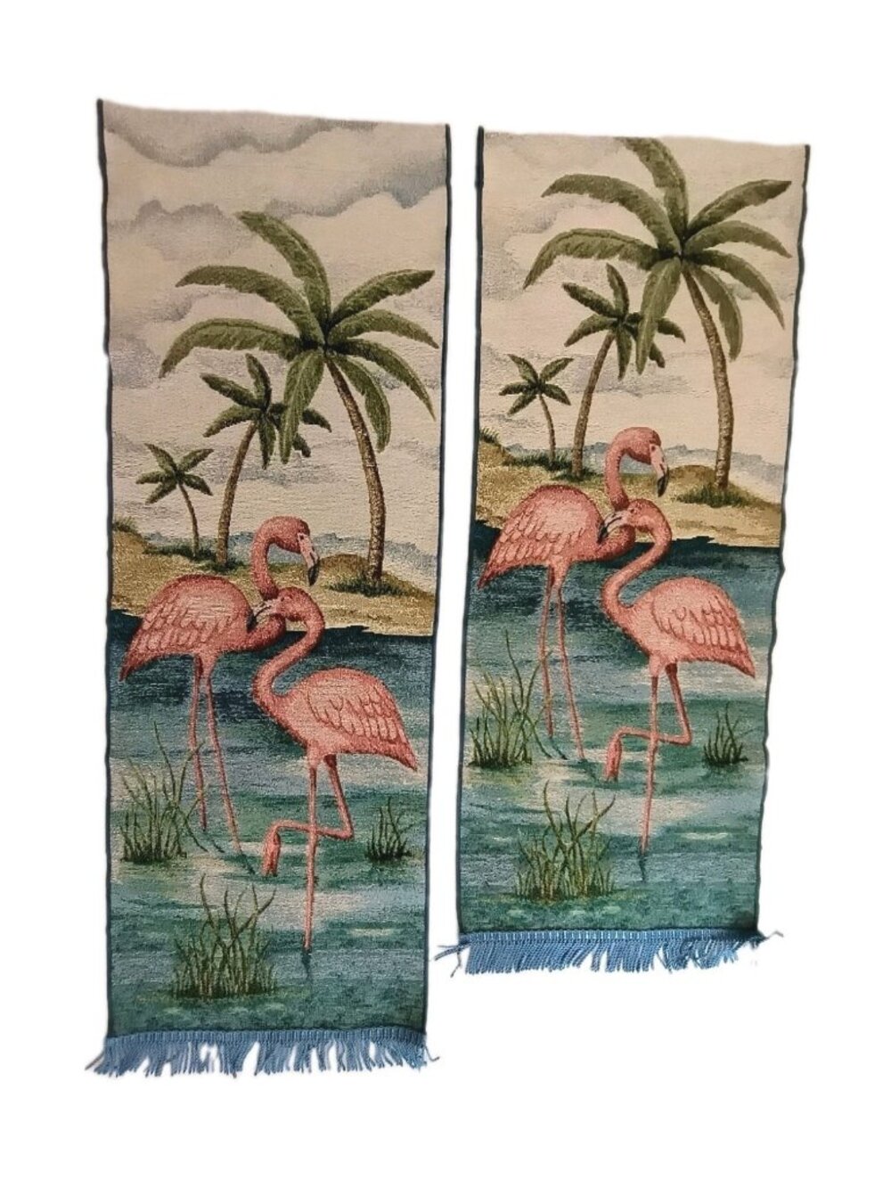2-piece flamingo-design wall tapestry set 35" Y 31"X 13" celestial-style details